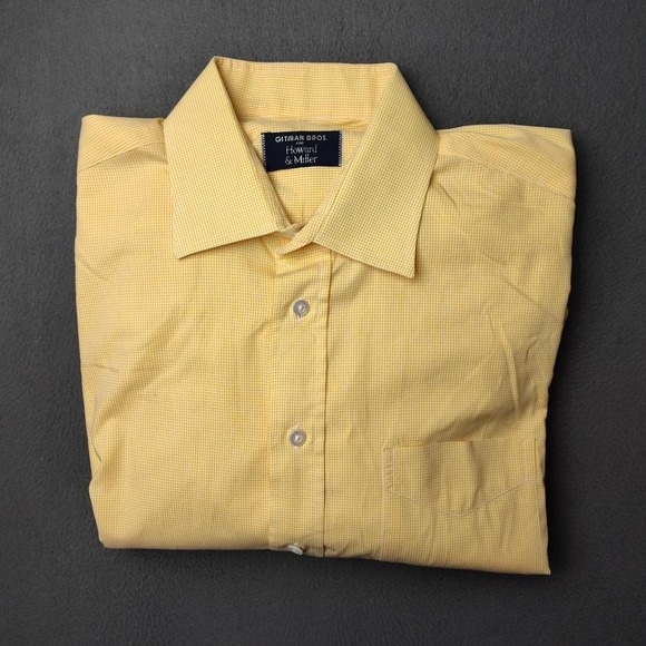 Gitman Bros Shirt Mens 16.5 35 Yellow Check Dress Button Up Made USA Cotton - Picture 1 of 13